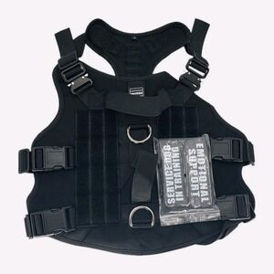 WINSEE Tactical Dog Harness And Leash Set Black Medium Emotional Support Service